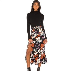 NICHOLAS Side Gathered Skirt in Rust Multi